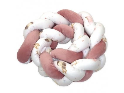 Amy zábrana do postýlky pletený do copu ježek/králík růžový