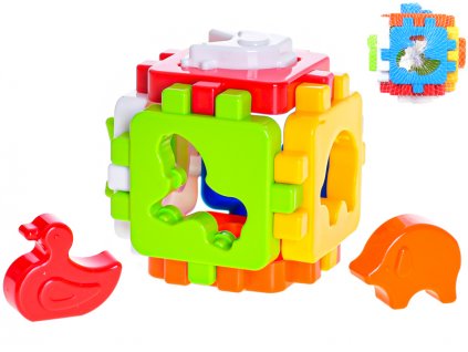 Kostka vkládací s domácími zvířátky 8,5cm