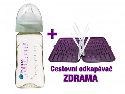 B.box Antikoliková kojenecká láhev 240 ml -Zelená +Cestovní odkapávač ZDARMA