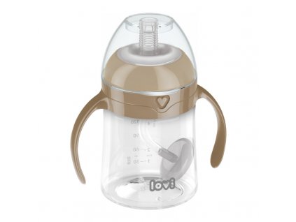 LOVI První hrneček se slámkou a závažím 150ml hnědý 6m+