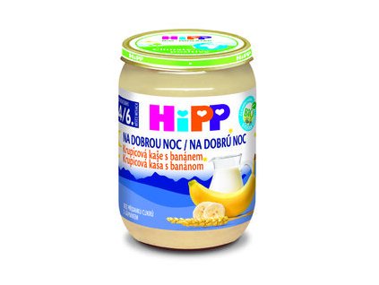 HiPP Kaše mléčná Bio na dobrou noc krupicová s banánem 190 g, od 4/6m