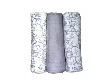 Xkko Bambusové pleny BMB 70x70 - Safari Lavender Aura MIX 3ks