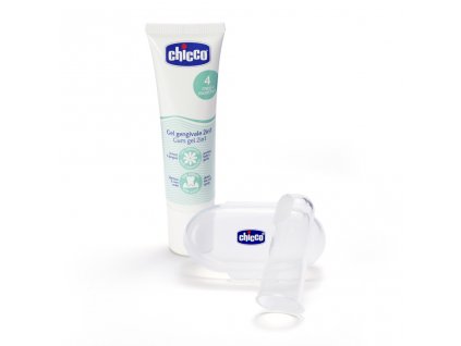 CHICCO Set zubní uklidňující gel a kartáček na prst s pouzdrem 4m+