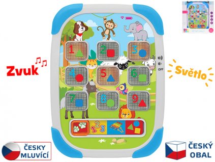 Tablet vzdělávací 15x20cm na baterie česky mluvící se světlem 12m+ v krabičce