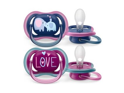 Philips AVENT Šidítko Ultra air 18m+ dívka (slon), 2ks