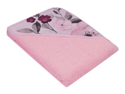 DuetBaby froté osuška 100/100 cm růžová,velké květy