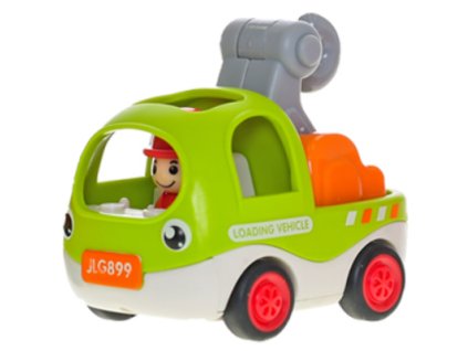 Auto stavební veselé Jeřáb 6,5cm zpětný chod 18m+