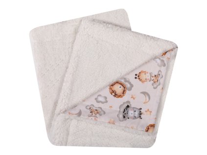 DuetBaby dětská deka Teddy s plyšem oboustranná Safari zvířátka