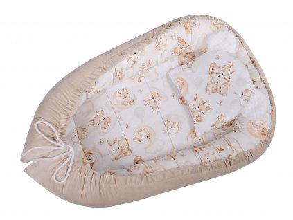 DuetBaby hnízdo do postýlky + polštářek zvířátka béžové