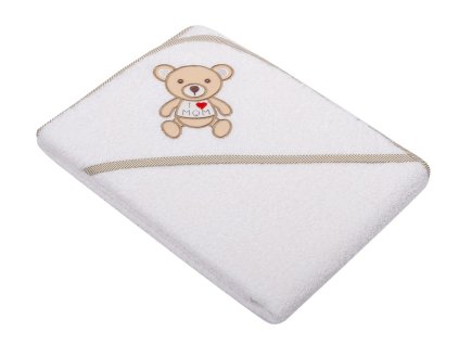 Duetbaby froté osuška 100/100cm bílá - Medvídek