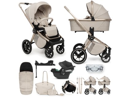Muuvo Kočárek kombinovaný Quick Boho Beige set 4v1 + CYBEX Aton B2 i-Size + základna
