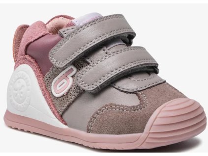 Biomecanics dětské botičky dívčí - růžovo šedé