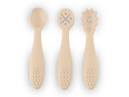 Petite Mars Set 3 ks silikonových tréninkových lžiček Take&Match Desert Sand 6m+