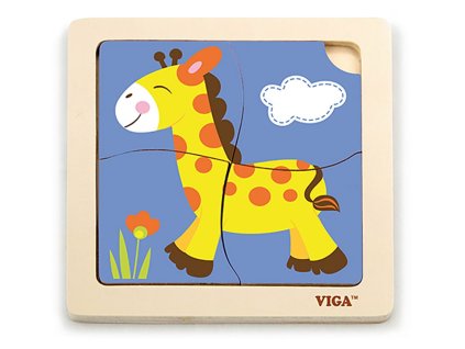 Viga Dřevěné puzzle pro nejmenší 4ks Žirafa