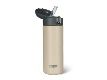 Zopa Termoska na tekutiny s brčkem 400 ml - Cookie beige