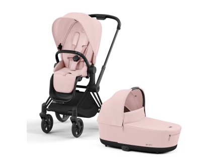 Cybex Set kočárek 2v1 Priam Matt Black - Peach Pink