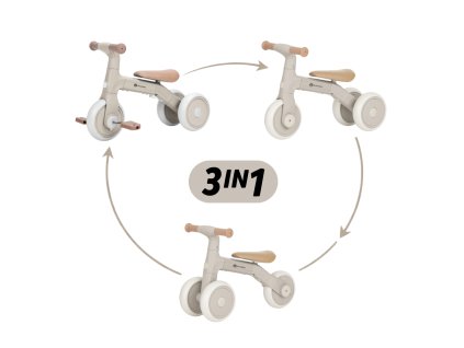 Petite Mars Tříkolka multifunkční 3v1 Bingo Ivory White