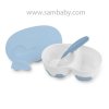 Babyono Miska 2v1 uzavíratelná, s lžičkou 200 + 150 ml 6 m + modrá