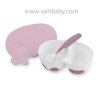 Babyono Miska 2v1 uzavíratelná, s lžičkou 200 + 150 ml 6 m + růžová