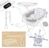 MY Baby skládací vanička s teploměrem -šedá+ bílý stojan a měkké lehátko