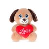 Zvířátko plyšové 15cm sedící se srdíčkem - pejsek