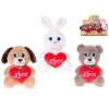 Zvířátko plyšové 15cm sedící se srdíčkem - zajíček