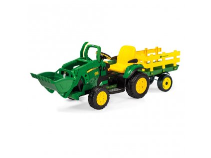 Elektrický nakladač PegPerego John Deere Ground Loader 12V zelená + vlečka