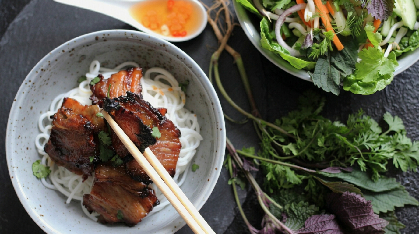 RECEPT | Vietnamský grilovaný bůček Bún chả
