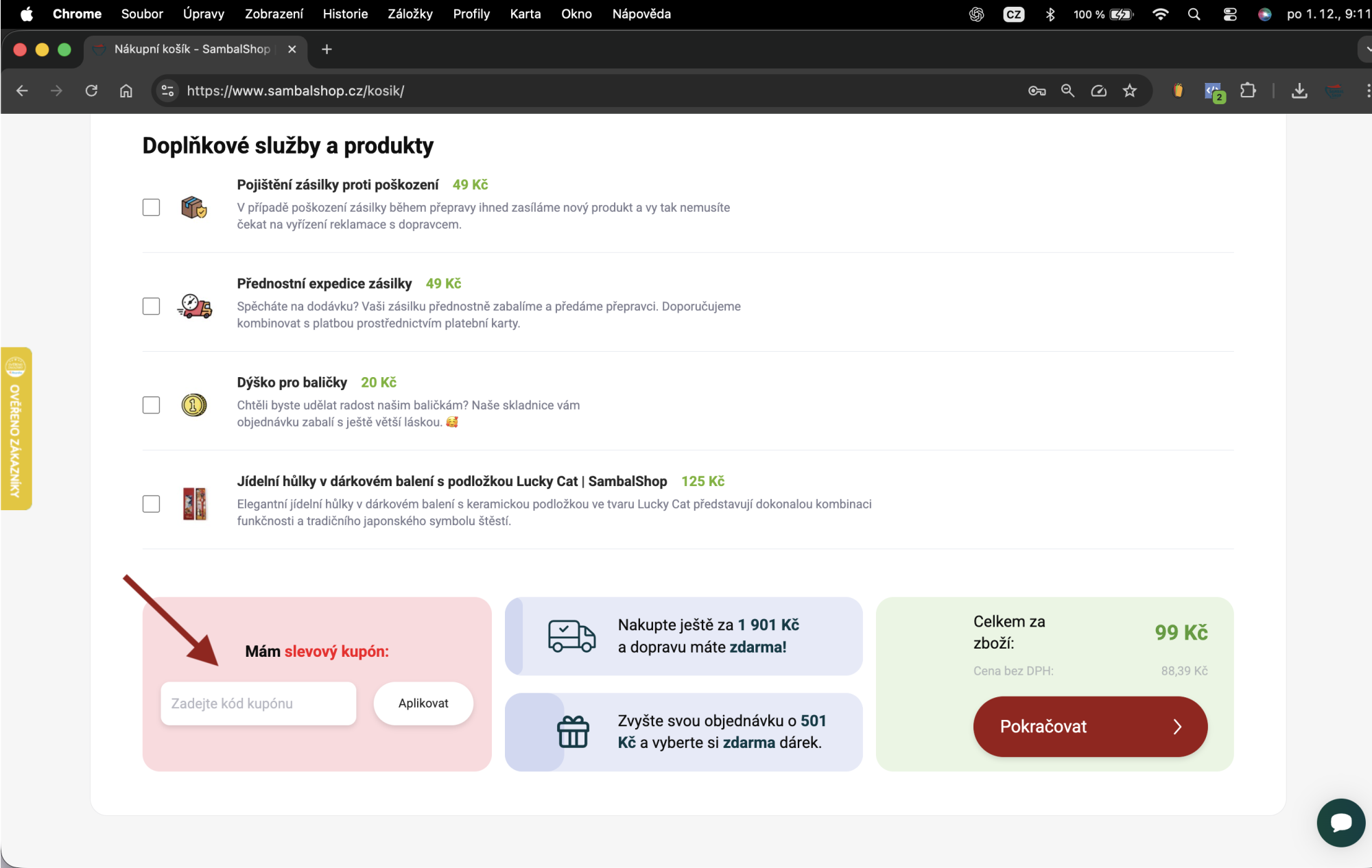Jak správně zadat slevový kód