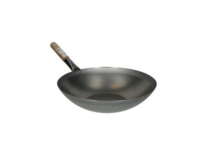 Wok pánev s dřevěnou rukojetí 38cm - ploché dno