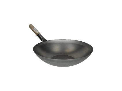 Wok pánev s dřevěnou rukojetí 33cm - ploché dno