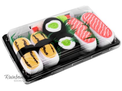 Stylové ponožky Sushi Box (Tamago, Salmon, Cucumber)