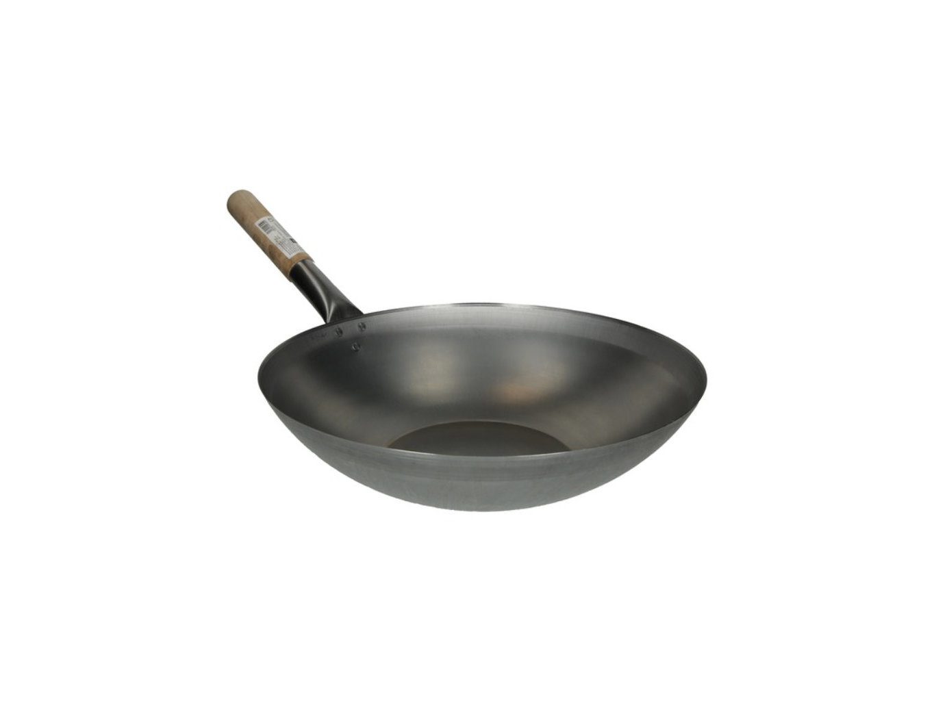 HS Wok pánev s dřevěnou rukojetí 38cm - ploché dno