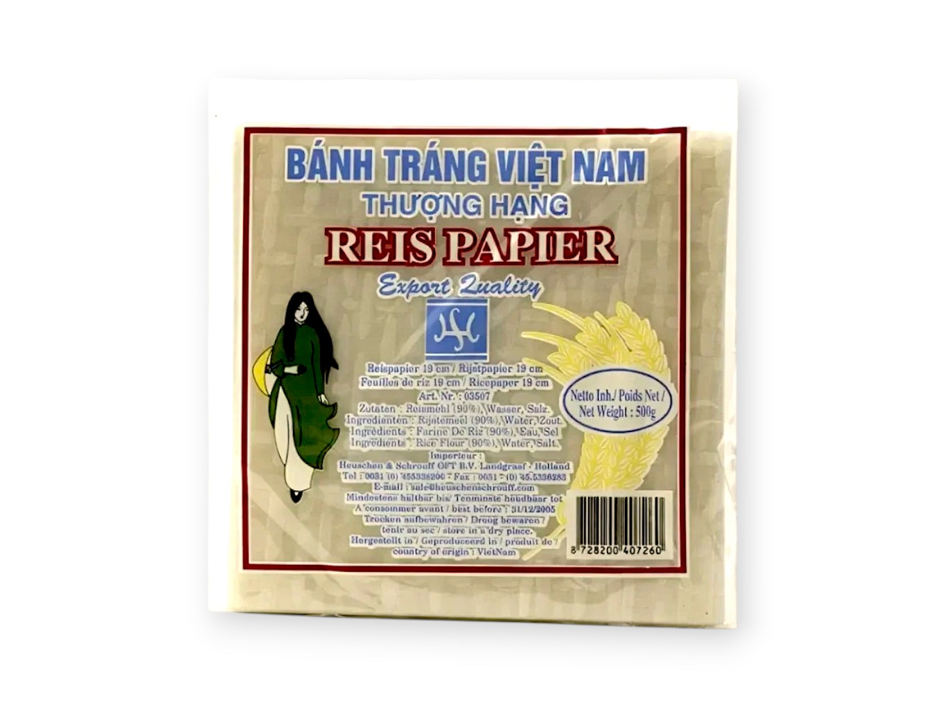 Heuschen & Schrouff Vietnamský rýžový papír - čtvercový 19cm 500g