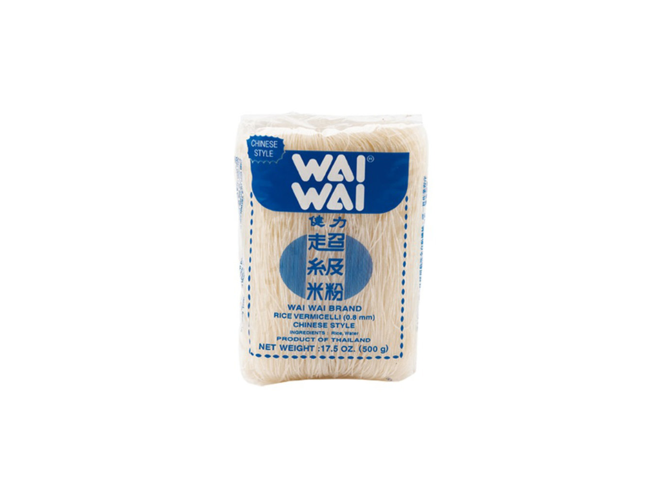 Wai Wai Vlasové rýžové nudle Vermicelli 500g -Chinese Style