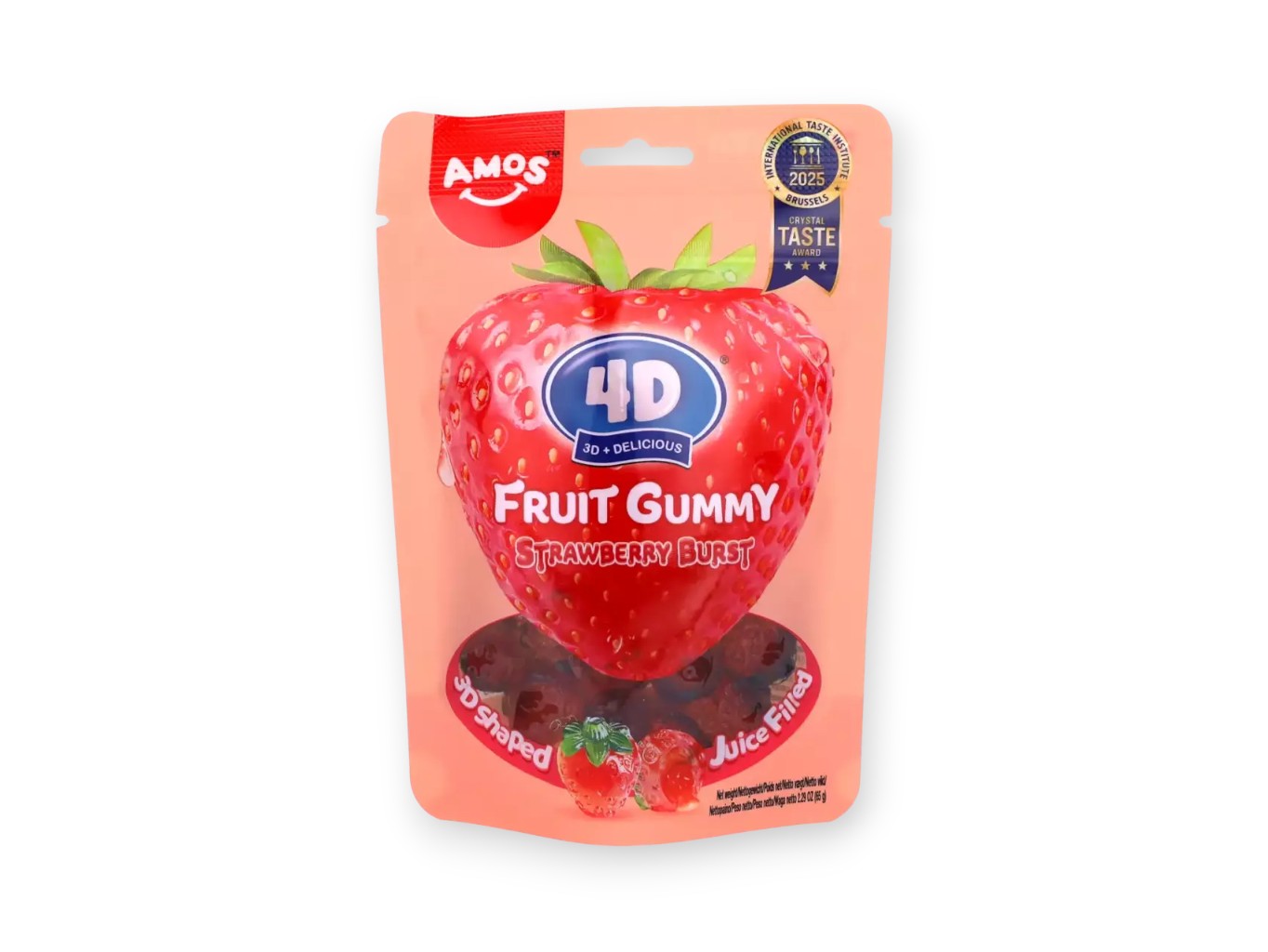 Amos Ovocné bonbony 4D Jahoda 65g