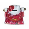 Porcelánová kočka Maneki Neko - červená