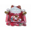 Porcelánová kočka Maneki Neko - červená