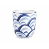 Japonský keramický šálek Modré vlnky 7 cm