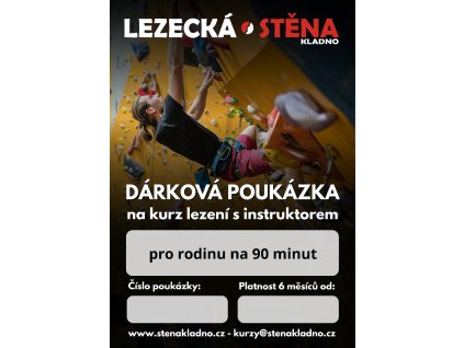 Kurz lezení s instruktorem dárková poukázka pro rodinu lezecká stěna Kladno