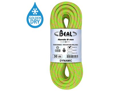 BEAL Rando 8 mm YELLOW 48 m - Dvojité dynamické lano
