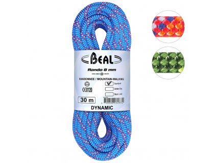 BEAL Rando 8 mm BLUE 30 m - Dvojité dynamické lano