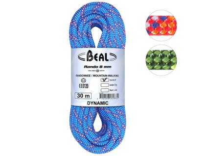 BEAL Rando 8 mm BLUE 48 m - Dvojité dynamické lano