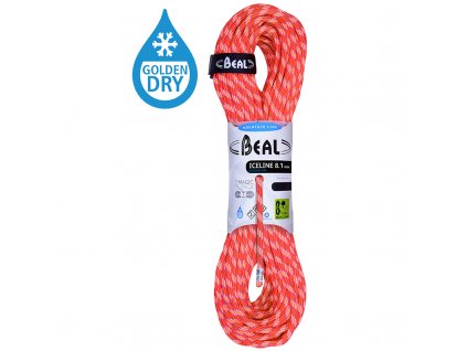 BEAL Ice Line Unicore 8,1 mm ORANGE 60 m - Poloviční dynamické lano