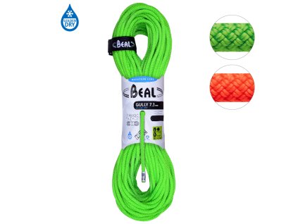 BEAL Gully Unicore 7,3 mm GREEN 50 m - Poloviční a dvojité dynamické lano