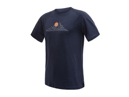 SENSOR MERINO BLEND MOON - pánské triko kr.rukáv (Velikost L, Barva modrá)