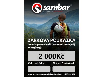 SAMBAR Dárková poukázka na nákup outdoorového a lezeckého vybavení a oblečení