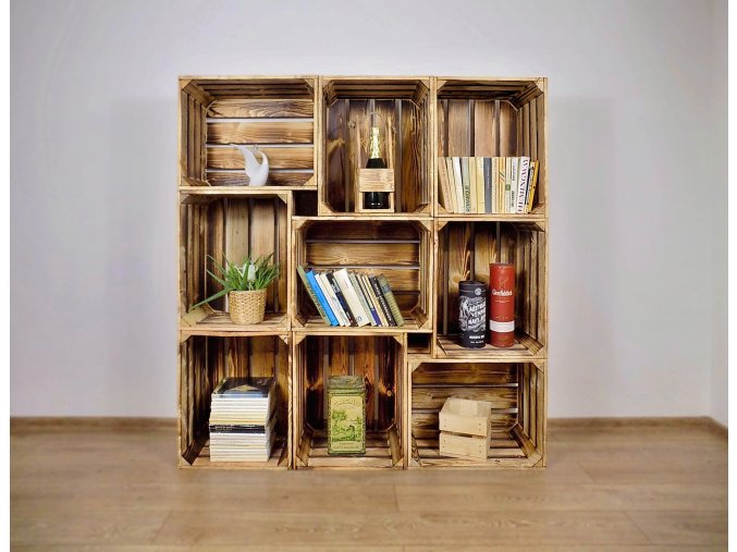 Dřevěná bedýnka knihovna 130x140x30cm