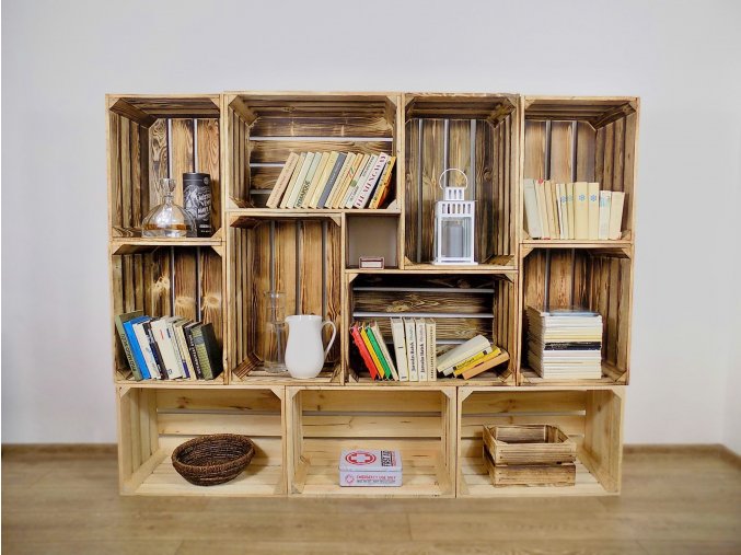 Dřevěná bedýnka KNIHOVNA 180x140x30cm