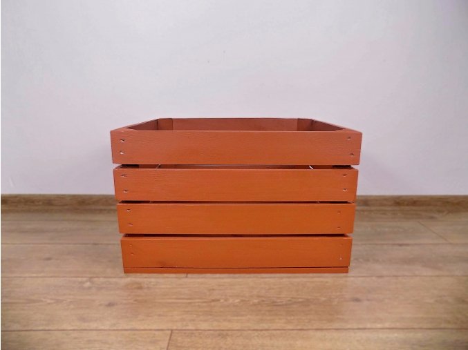 dřevěná bedýnka 50x40x30 cm barva cihlová červená